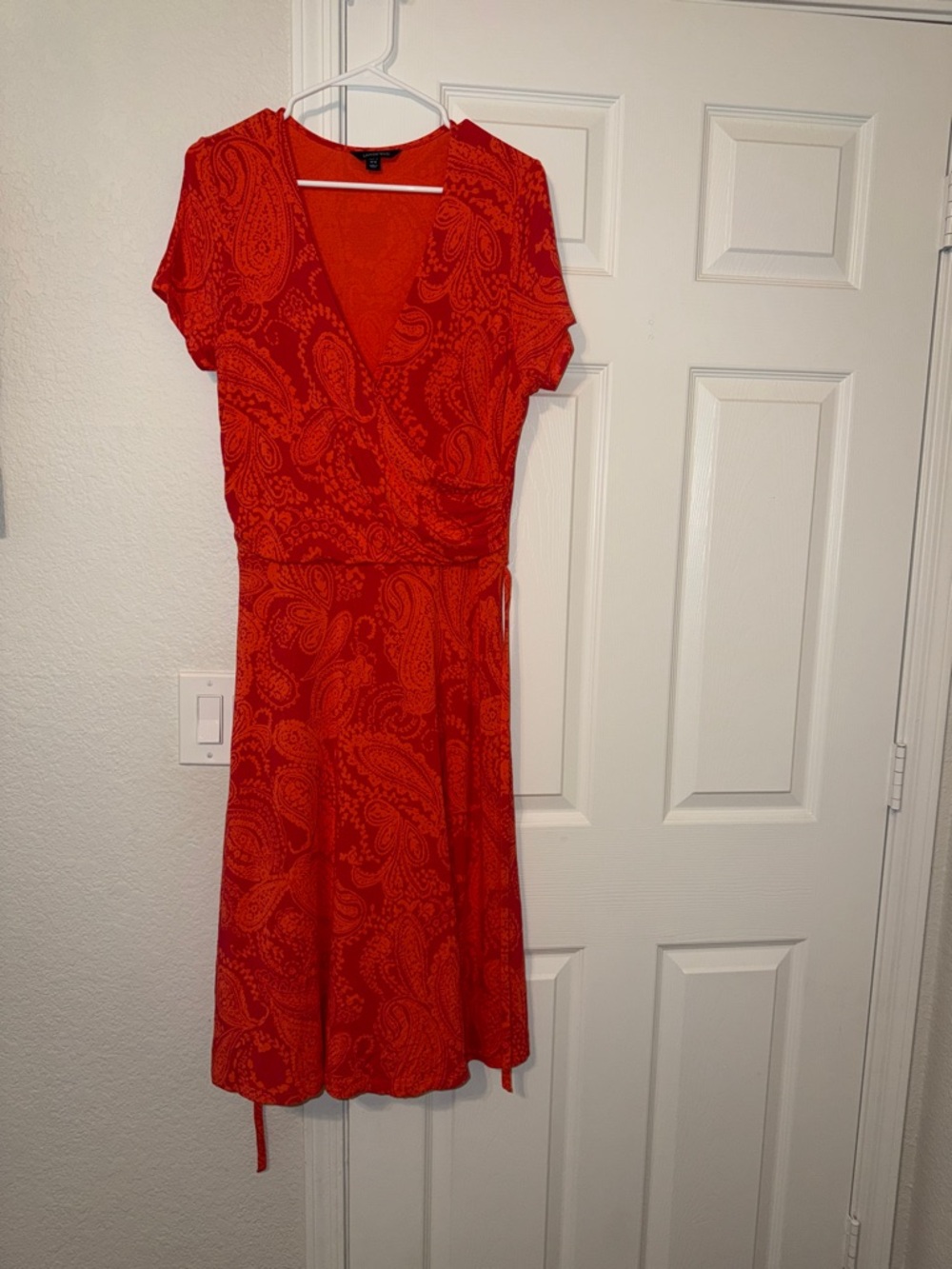 Lands End Red & Orange Paisley Dress